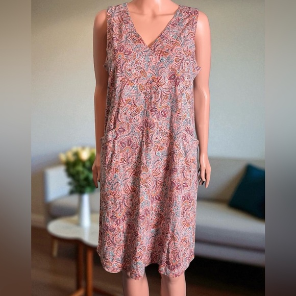 J. Jill Dresses & Skirts - J Jill-Sleeveless V-Neck Dress, NWT. Paisley Floral. Pockets. Cotton. Size Small